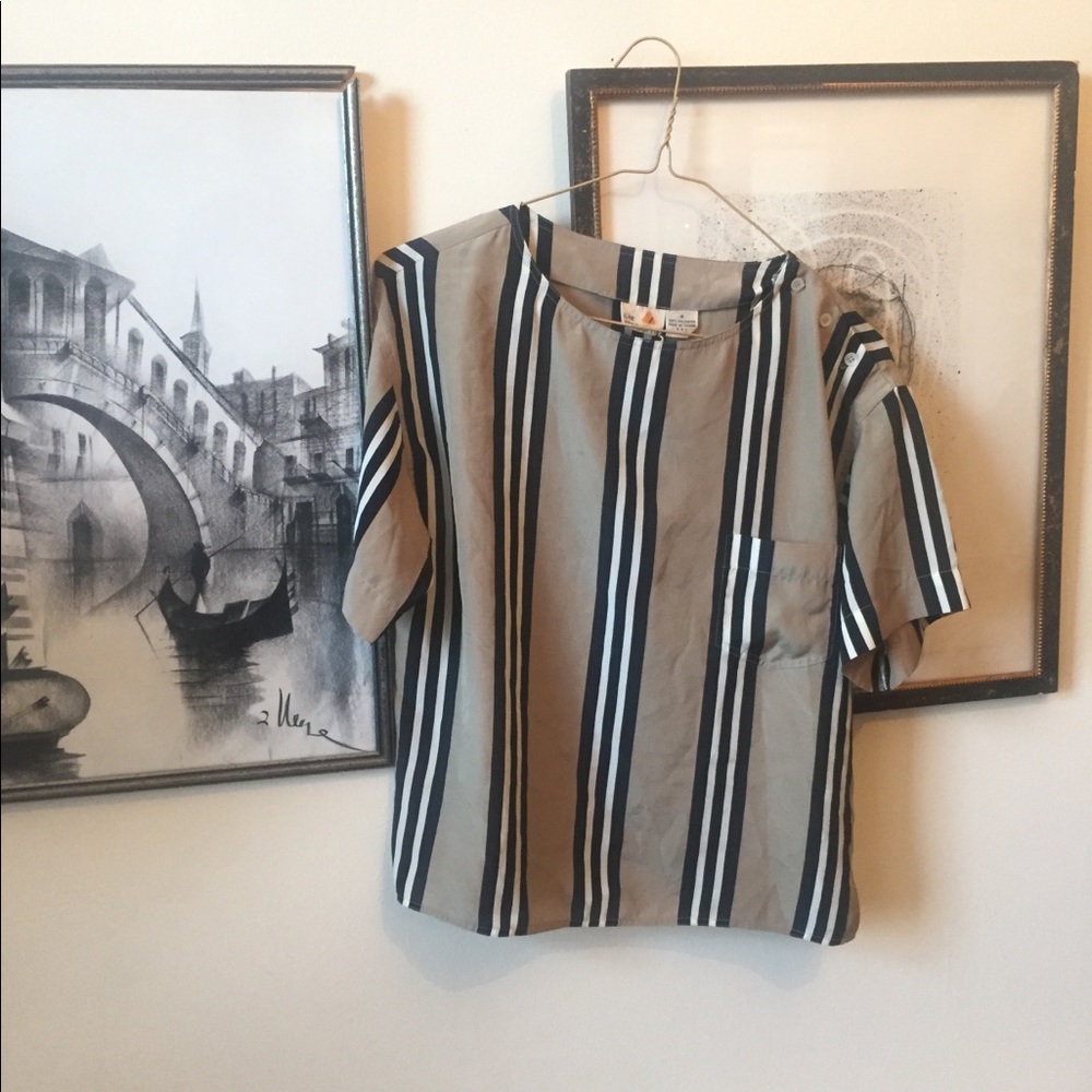 Boxy, Silky Striped Blouse